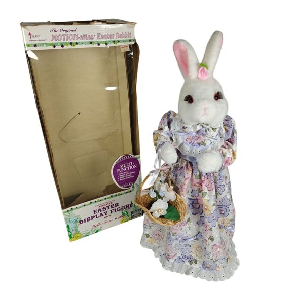 Vintage Telco Motion-ettes Easter Rabbit Mrs Bunny Display Figure With Basket - Picture 1 of 11